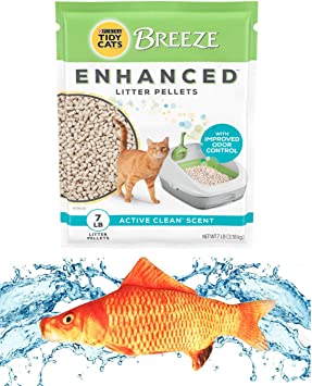 Kitti Variety Pack Bundle Including a 7.5" Triple Strength Catnip Toy and Tidy Cats Breeze Enhanced Pellets 7lb Bag.