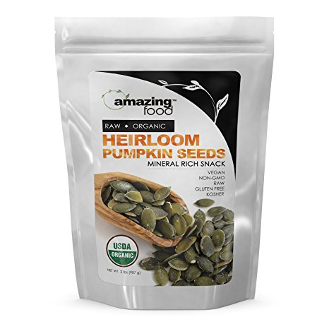 Amazing Food USDA Certified Organic Heirloom Pumpkin Seeds 2 Lbs (907 g) Vegan Non-Gmo raw Gluten Free Kosher