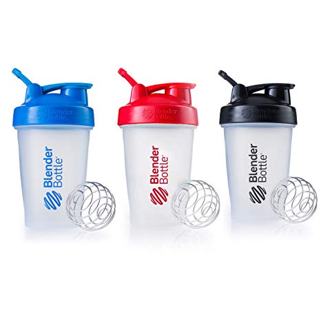 Blender Bottle Classic Loop Top Shaker Bottle, Blue Red Black, 20-Ounce 3-Pack