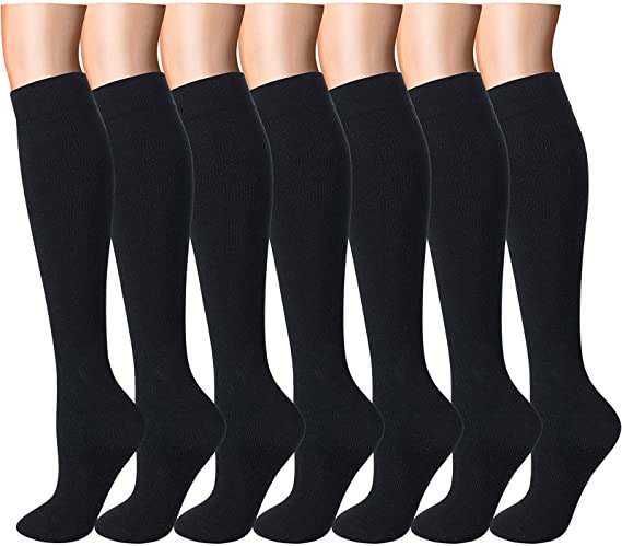 Compression Socks (7 Pairs) for Women & Men-for Medical, Nursing, Running & Fitness, Edema, Varicose Veins, Travel & Flight, Pregnancy, Nurses-Blood Circulation & Recovery