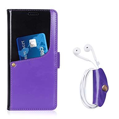 iPhone Xs Max (6.5") 2018 Case, Toplive Luxurious Genuine Cowhide Leather Wallet Case with Earbud Holder for Apple iPhone Xs Max (6.5") 2018, Purple