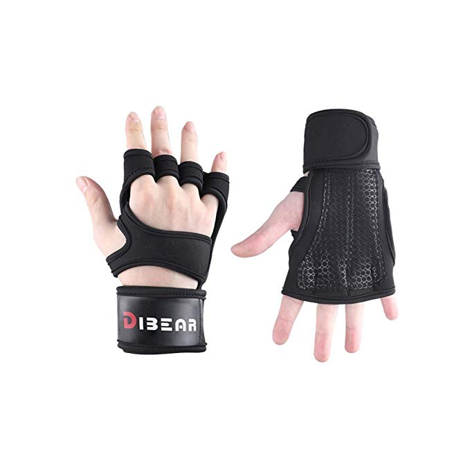 DIBEAR Weight Lifting Gloves with Full Palm Protection, Professional Workout Gloves for Pull Ups, Cross Training, Fitness & Weightlifting, Non-Slip Breathable Gloves for Women and Men (Black)