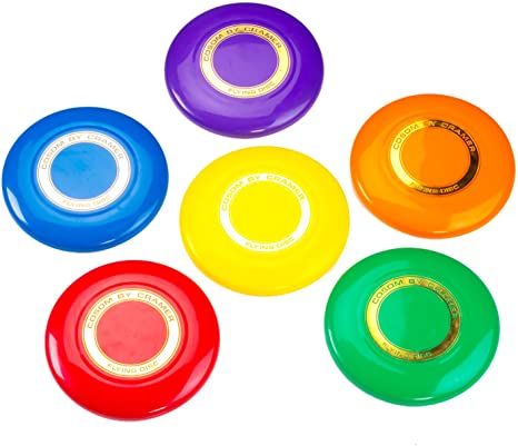 Cosom Flying Discs, Flying Sports Disc for Kids, Outdoor Activities for Kids, Party Games for Children, Easy Catching Disc, Accurate Throwing, 9" Diameter, 109 gram, Set of (6) Colors