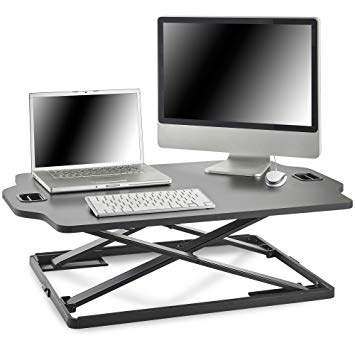 VonHaus 05/123 Ultra Slim Dual Monitor Stand Desk Height Adjustable - Black