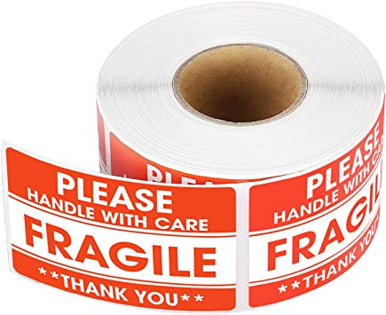 LKXSPLABE 2"x 3" Fragile Stickers 500 Packing Labels Handle with Care Strong Adhesive for Box Shipping and Moving