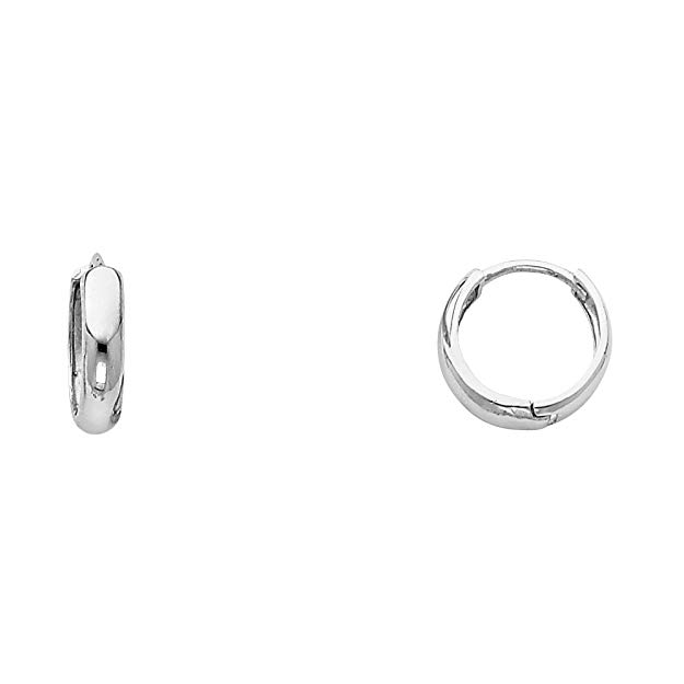 14k Yellow OR White Gold 3mm Thickness Huggie Earrings (12 x 12 mm)