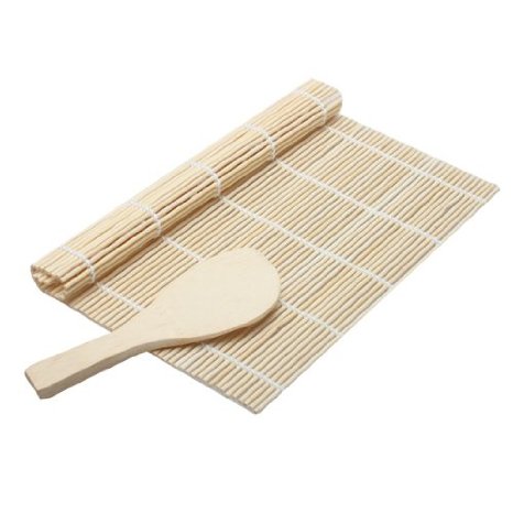 Sushi Rolling Roller Bamboo Material Maker DIY with Rice Paddle (Style 1)