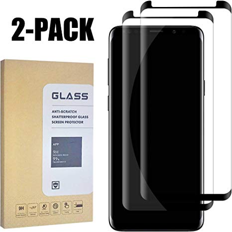 Galaxy S9 Plus Clear Screen Protector [3D Curved Edge][Scratch resistance][Case Friendly/96% coverage][Bubble-Free ]9H Hardness Tempered Glass Screen Protector for Samsung Galaxy S9 Plus [2-Pack]