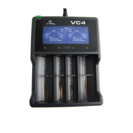 XTAR VC4 Li-ionNi-MH Battery Charger Premium USB LCD Display Charger Compatibale with Li-ion Battery and Ni-MH battery