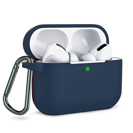Coffea AirPods Pro Case with Keychain, AirPods 3 Protective Cover Silicone Case for AirPods Pro Charging Case (Front LED Visible) (Navy)