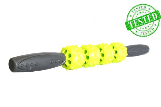 The Stick Advanced Muscle Roller - Massage Stick Roller -Better Than Foam Roller - Deep Tissue Natural Muscle Recovery - Trigger Point Relief Of Myofascial Soreness - No Flex Perfect Pressure - Green