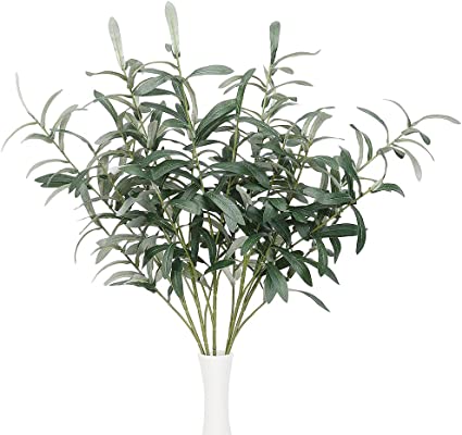 SzJias Artificial Olive Branch Faux Olive Branches for Vases Fake Olive Tree Branches Stems for Vase (5 Branches, 28.7 inch/Each)