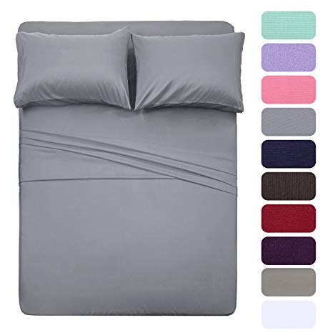 Full Size Sheet Set - 4 Piece Set(Silver Gray),100% Brushed Microfiber 1800 Luxury Bedding,Hypoallergenic,Soft & Fade Resistant