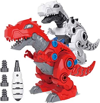 KELIWOW LED Walking Robot Dinosaur Toy, Take Apart Dinosaur Toys for 3, 4,5,6 Year Old Boys with Roar Sound, Colorful Lights, Toys for 4, 5 Year Old Boys Girls(2pcs)