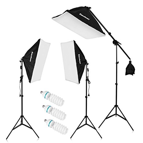 Excelvan SHOX-012 2000W Photography Studio LED Lighting Kit 20x25” Auto Pop-up Softbox   80” Light Stand   135W LED Lamp