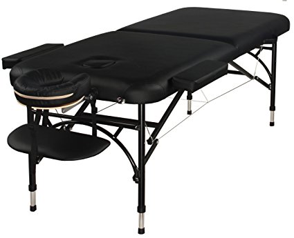Super Stable PU Portable Aluminum 2 Sections Height Adjustable Light Weighted Massage Table For Spa Reiki Tattoo Physiotherapy. Free Carrying Bag