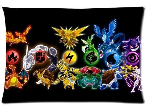 Display All Anime Pokemon Monster Cute Zippered Pillowcase Pillow Cover 20x30 inches Birthday Gift For Kids Lover