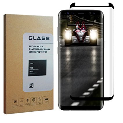 keiou Samsung Galaxy S8 Black Screen Protector [HD - Clear][Anti-Fingerprint] Premium Tempered Glass Screen Protector for Samsung Galaxy S8[1PACK]