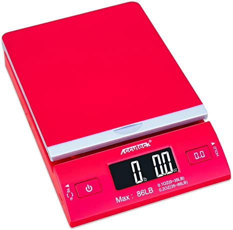 Accuteck DreamRed 86 Lbs Digital Postal Scale Shipping Scale Postage with USB&AC Adapter, Limited Edition