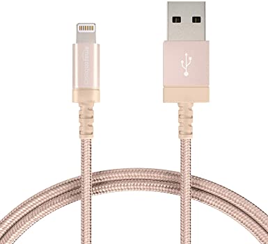 AmazonBasics Nylon Braided Lightning to USB A Cable - MFi Certified iPhone Charger - Gold, 3-Foot