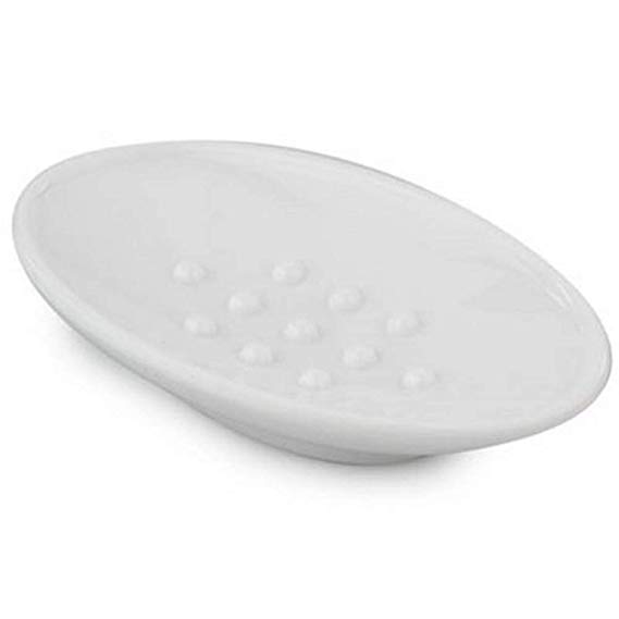 Aqualona Soap Dish Holder | ABS Plastic | Heavyweight Construction for Bathroom Sink, Tub, Shower | Easy Clean | Madrid, White