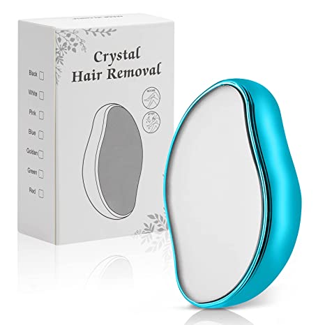 Crystal Hair Eraser for Women and Men, Magic Crystal Hair Remover Painless Exfoliation Hair Removal Tool for Arms Legs Back, Washable Crystal Epilator Without Shaving for Smooth Skin Gifts (Blue)