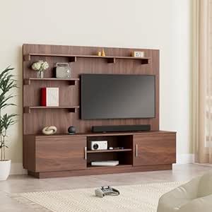 Amazon Brand - Solimo Altamore Engineered Wood TV Unit and Display Cabinet with Back Panel (Walnut Finish)