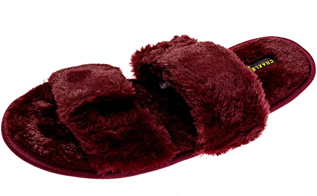 Charles Albert Women's Fluffy Fur Super Comfort Slip-On House Slippers