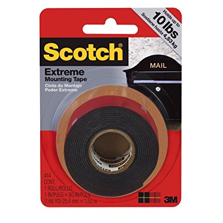 Scotch 414/DC Extreme Mounting Tape, 1 by 60-Inch, Black, 2-PACK