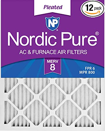 Nordic Pure 15x20x1 MERV 8 Pleated AC Furnace Air Filters 12 Pack