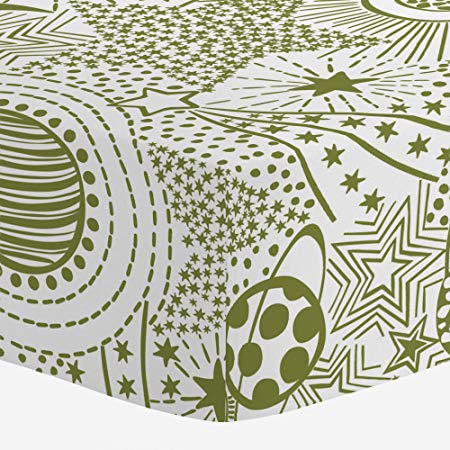 Carousel Designs Sage Galaxy Crib Sheet - Organic 100% Cotton Fitted Crib Sheet - Made in The USA