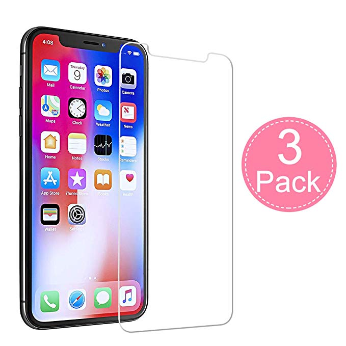 [3 Pack] iPhone Xs/X Glass Screen Protectors Pal-Xiboe iPhone Xs/X Tempered Glass Screen Protector [3D Touch] [9H Hardness] [No Bubble] Compatible with iPhone Xs/X[5.8 Inch]