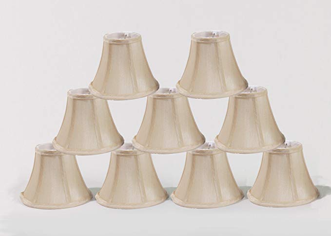 Urbanest Chandelier Lamp Shades, Set of 9, Soft Bell 3"x 6"x 5" Cream, Clip on