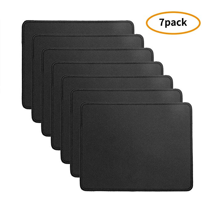 Mouse Pad, Black Gaming Mouse Pads with Non-Slip Rubber Base,Size of 10.3x8.3x0.12inch, Pack of 7
