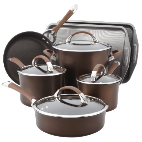 Circulon Symmetry Chocolate Hard Anodized Nonstick 9-Piece Cookware with 2-Piece Bakeware Set