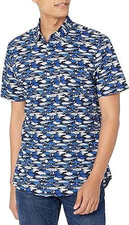 Amazon Essentials Men's Slim-Fit Short-Sleeve Print Shirt