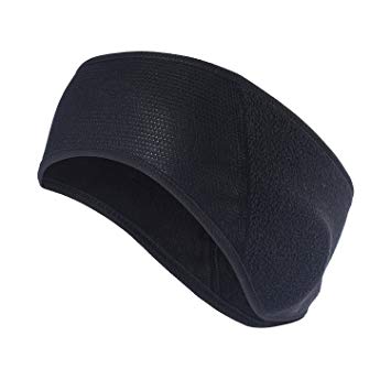 QINGLONGLIN Fleece Ear Warmers Headband - 2 Pack Winter Black Band Earmuffs Ski Mask for Men Women