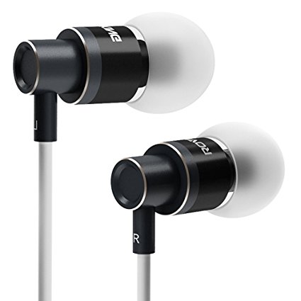 Rovking In Ear Earbuds Headphones with Mic Bass Stereo Earphones Earpods Metal Wired Noise Isolating Ear Buds For Apple iPhone iPod iPad Android Samsung Cell Phones Carrying Case Included (Gray)