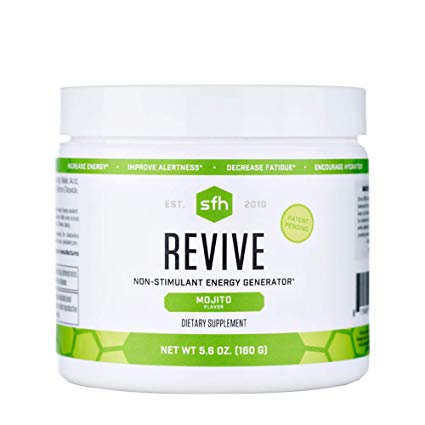 SFH Revive | Non Stimulant Natural Energy Drink | Supports Hydration, Alertness, Energy, Reduce Fatigue | CoQ10, Ribose, N-Acetyl L-Carnitine | 5.6oz | 20 Servings (Mojito)