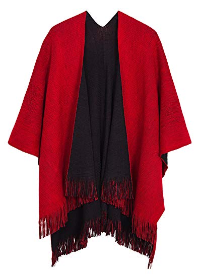 Urban CoCo Women's Winter Vintage Poncho Capes Tassel Blanket Shawl Wrap Cardigan Coat