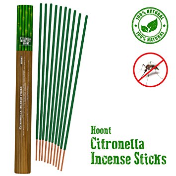 Hoont Citronella Incense Sticks - Long Lasting 21” Natural Mosquito Repellent – Highly Concentrated Formula and Extremely Effective (Pack of 12)