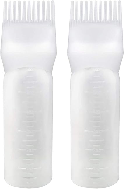 Yebeauty Root Comb Applicator Bottle, 2 Pack 120ml Hair Dye Bottle Applicator Brush with Graduated Scale-White