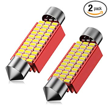 SEALIGHT 41mm 42mm Festoon 578 LED Bulb Super Bright 33-SMD 3014 Chipsets 6500K White for 211-2 212-2 569 6451 Car Interior Lights Map Dome Door Courtesy Light Bulbs, Pack of 2