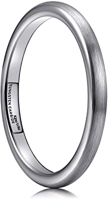 King Will TYRE 2mm 4mm 6mm 8mm Tungsten Carbide Ring Wedding Band Domed Brushed Finish Comfort Fit