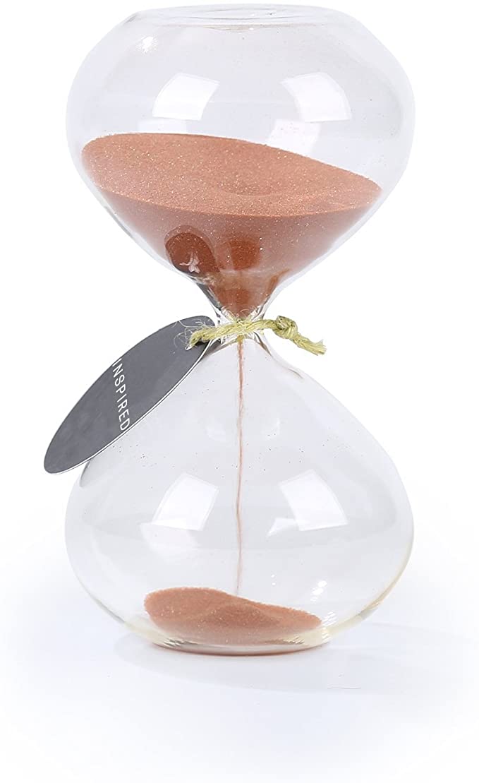 SWISSELITE Biloba 4.5 Inch Puff Sand Timer/Hourglass Sand Timer 5 Minutes - Copper Color Sand - Inspired Glass/Home, Desk, Office Decor