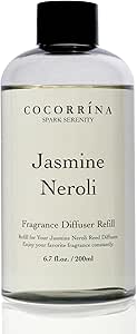 COCORRÍNA Reed Diffuser Refill - Jasmine Neroli 6.7 oz Reed Diffuser Oil Refill with 8 Sticks