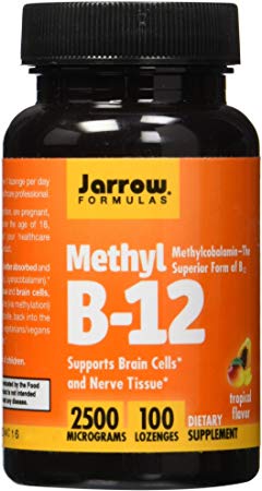 Jarrow Formulas Methyl B-12,Supports Brain Cells and Nerve Tissue, 2500 mcg, 100-Count