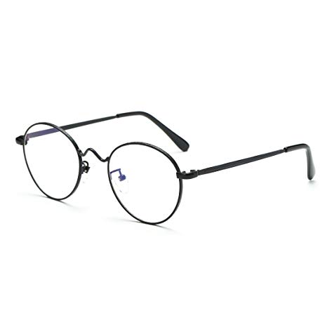 Cyxus Blue Light Filter Glasses, [Clear Lens] Retro Fashion Round Frame (Round Black Frame)