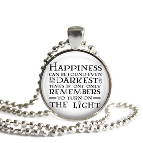 Harry Potter Dumbledore Quote 1 Inch Silver Plated Pendant 24 Inch Necklace Happiness can be found, even in the darkest of times, if one only remembers to turn on the light.