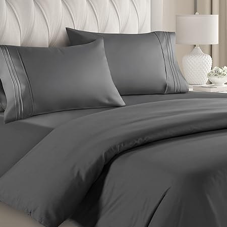 CGK Unlimited Double Duvet Set Charcoal Grey - Double Bedding Set 3 PCS With Pillowcases - Ultra Soft Anti Allergic Non Iron Luxury Microfiber